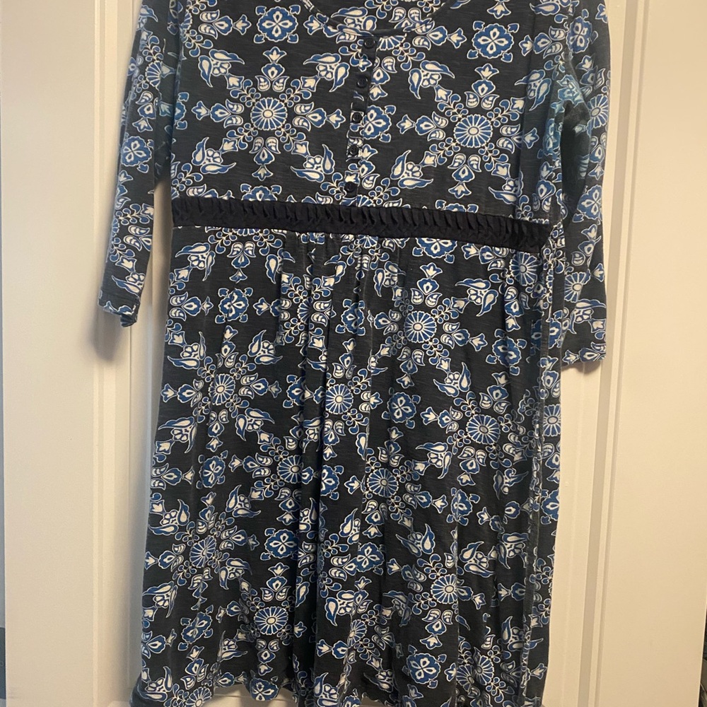 Floral Blue and Black Women's Dress